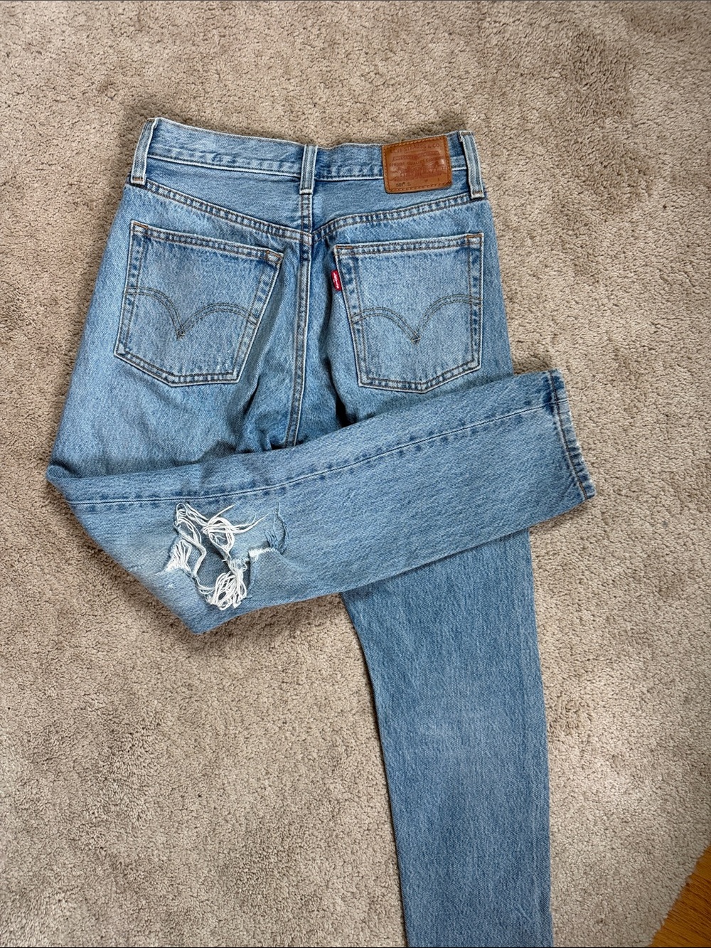 Levi's Light Wash Distressed Straight-Leg Jeans